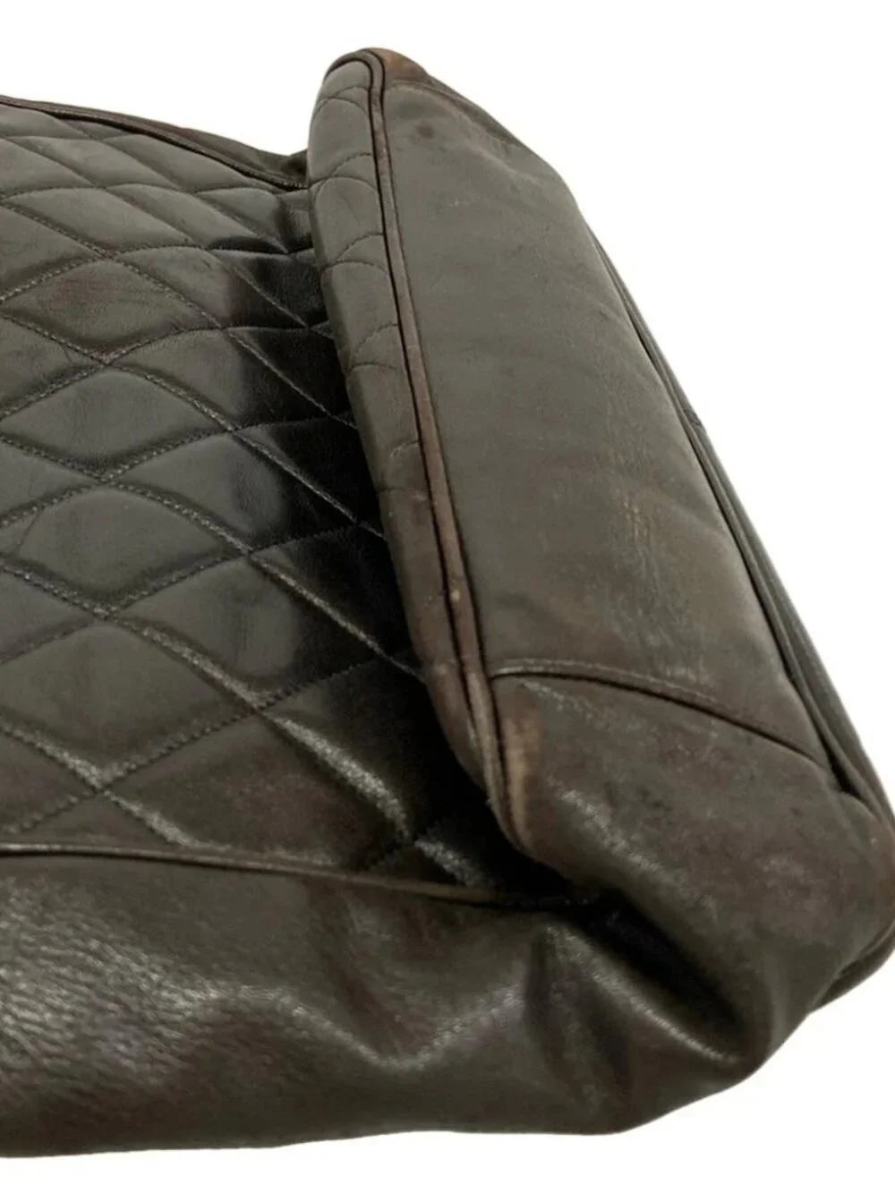 CHANEL Matelasse Dark Brown Lambskin Tote Bag Gold hardware
